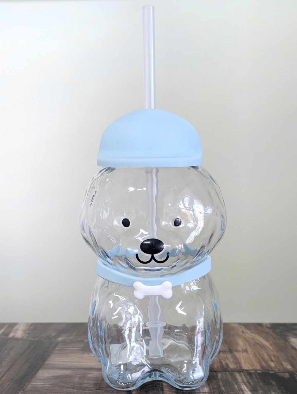 Sculpted Doodle Glass Tumbler with Straw, Silicone Baseball Cap and Collar 🧢